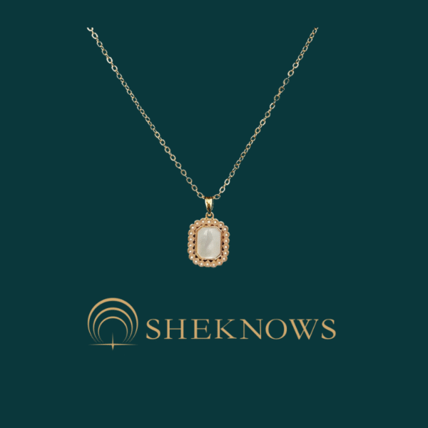 14k Geometric Square Shell French Vintage Necklace