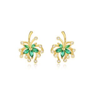 S925 green zircon flower niche design summer earrings