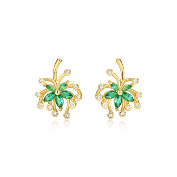 S925 green zircon flower niche design summer earrings