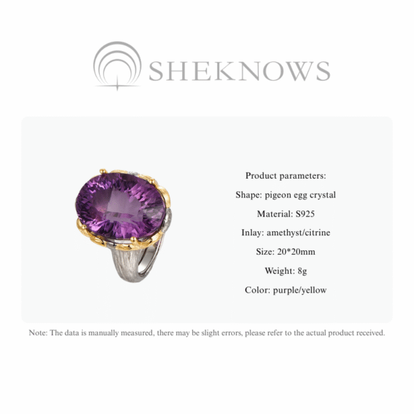 s925 silver natural crystal pigeon egg cut open ring - Image 6