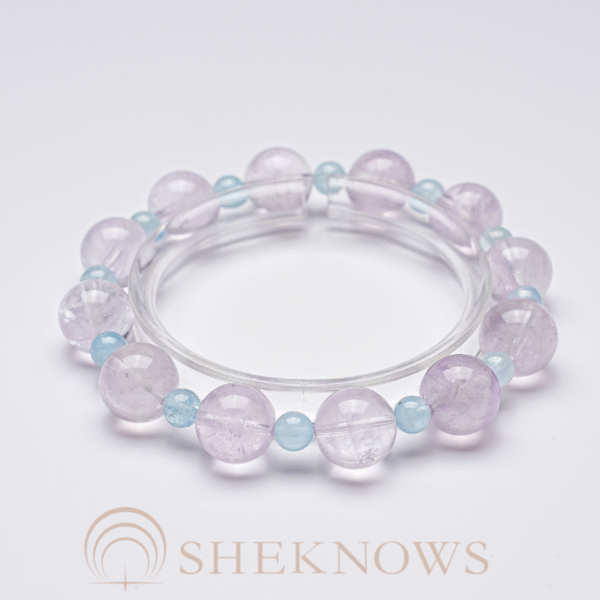 Natural crystal lavender purple aquamarine crystal bracelet - Image 2