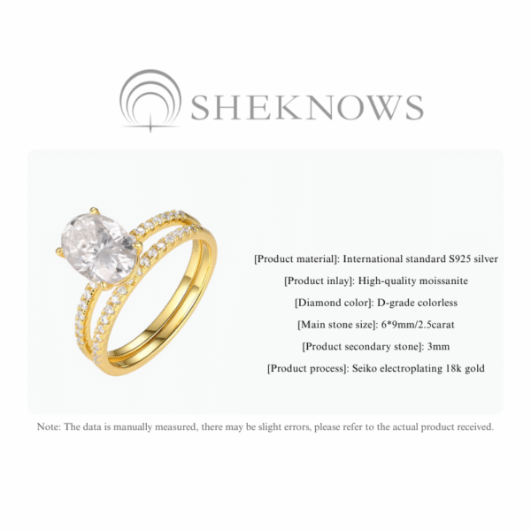S925 silver set oval moissanite ring stacking - Image 4