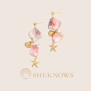 New summer pink shell starfish earrings