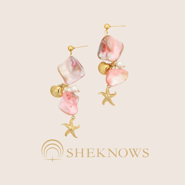 New summer pink shell starfish earrings
