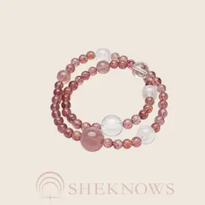 Natural crystal strawberry crystal white crystal double circle bracelet