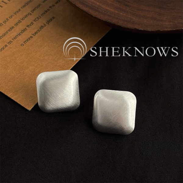 vintage S925 niche oval brushed silver earrings collection - Image 5