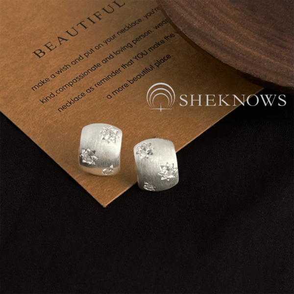 vintage S925 niche oval brushed silver earrings collection - Image 3