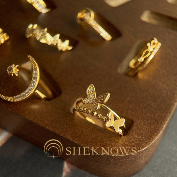 vintage butterfly moon micro inlaid zircon series 14k ring - Image 2