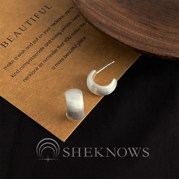 vintage S925 niche oval brushed silver earrings collection - Image 13