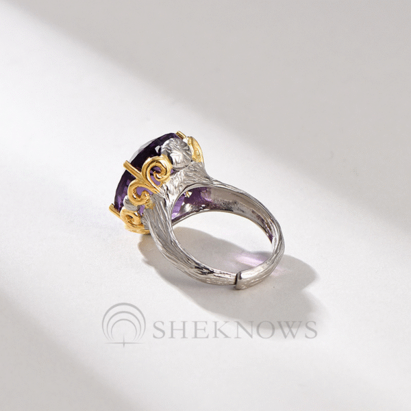 s925 silver natural crystal pigeon egg cut open ring - Image 2