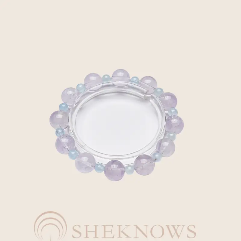 Natural crystal lavender purple aquamarine crystal bracelet