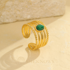 18k retro palace style high-end malachite open ring