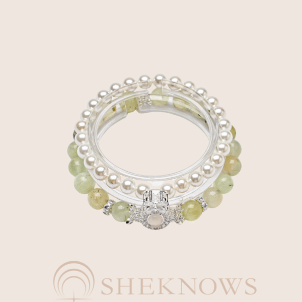 Natural crystal pink crystal aquamarine baby bead series double circle bracelet - Image 4