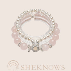 Natural crystal pink crystal aquamarine baby bead series double circle bracelet