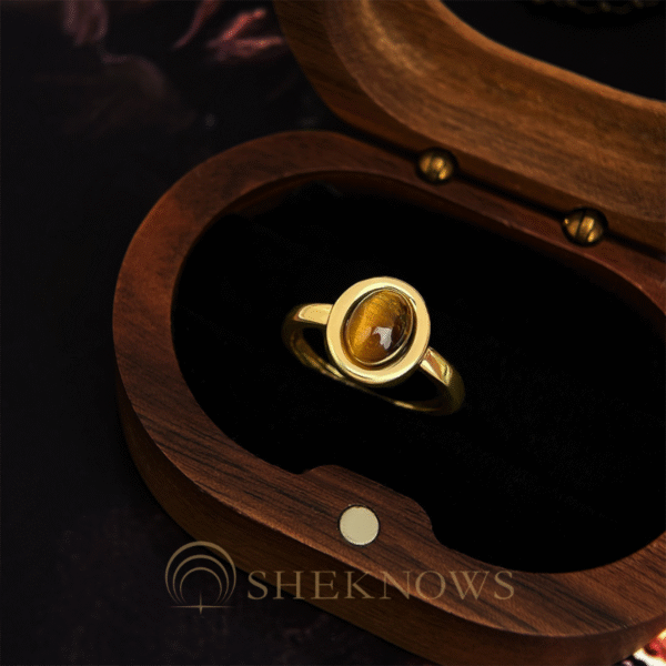 14k antique retro oval tiger eye stone ring - Image 4