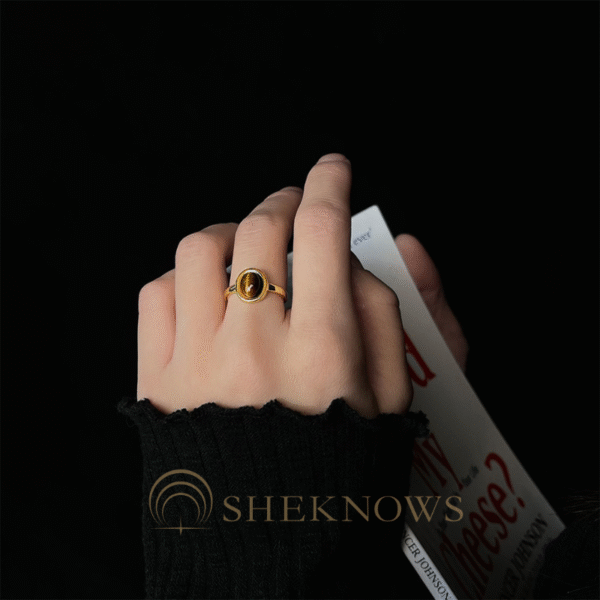 14k antique retro oval tiger eye stone ring - Image 3