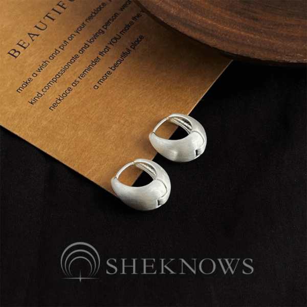 vintage S925 niche oval brushed silver earrings collection - Image 12