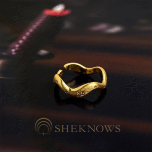 14k wave star brushed matte irregular ring