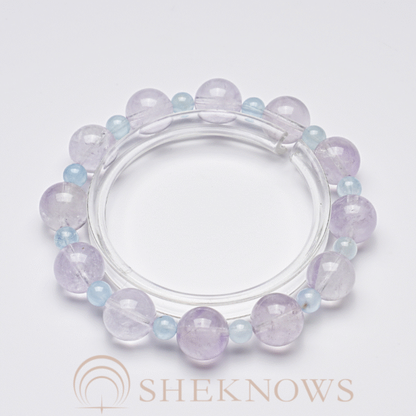Natural crystal lavender purple aquamarine crystal bracelet - Image 3
