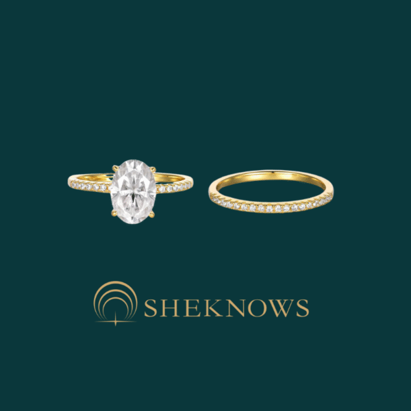 S925 silver set oval moissanite ring stacking