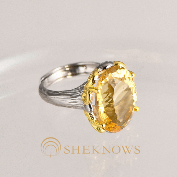 s925 silver natural crystal pigeon egg cut open ring - Image 3