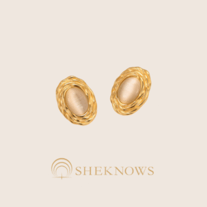 18k gold-plated cat's eye inlaid earrings