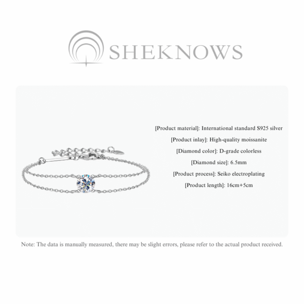 S925 four-claw moissanite single diamond double circle bracelet - Image 3