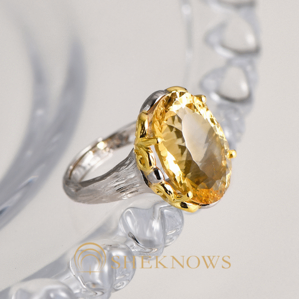 s925 silver natural crystal pigeon egg cut open ring - Image 5