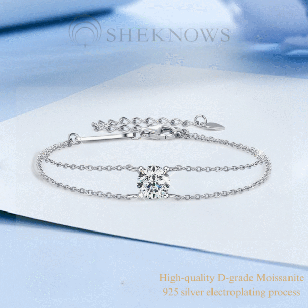 S925 four-claw moissanite single diamond double circle bracelet