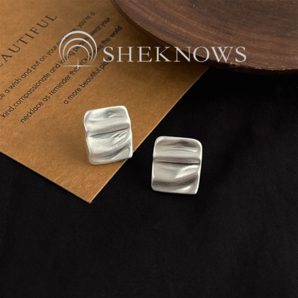 vintage S925 niche oval brushed silver earrings collection - Image 8
