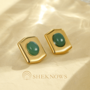 18k gold-plated geometric hexagonal shield niche earrings