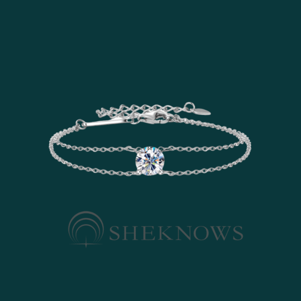S925 four-claw moissanite single diamond double circle bracelet - Image 2
