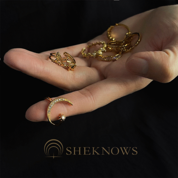 vintage butterfly moon micro inlaid zircon series 14k ring - Image 9