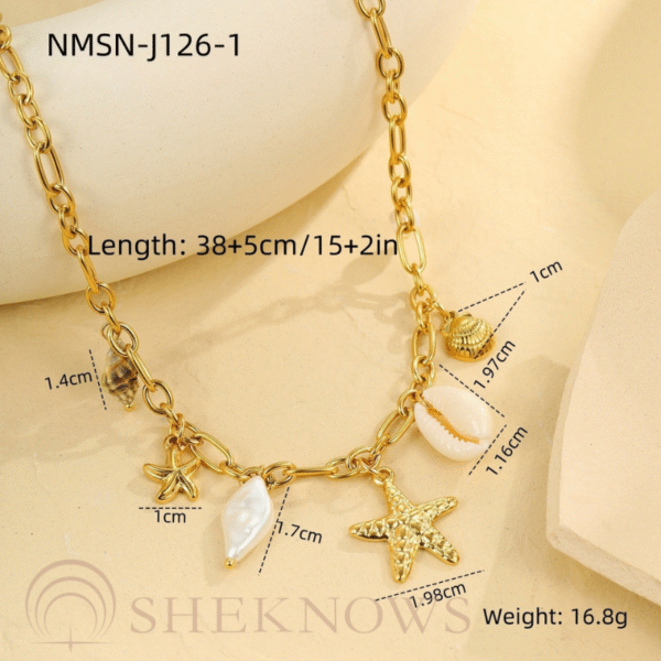 Summer New Arrival 18k Shell and Starfish Necklace Bracelet Set - Image 3