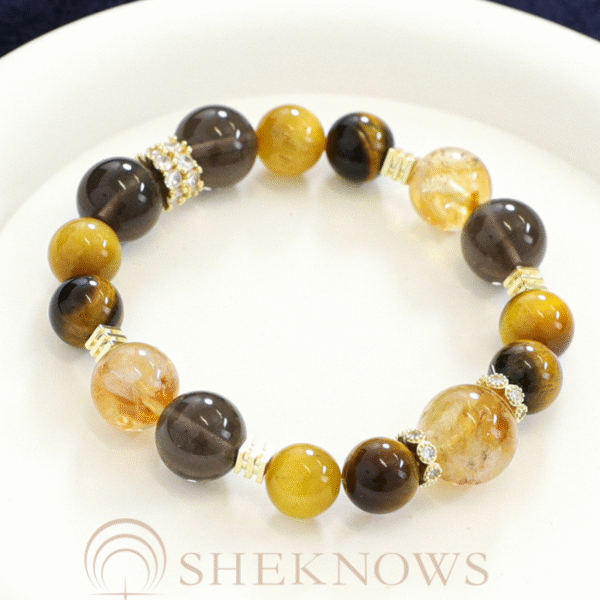 Natural crystal yellow tower crystal gold tiger eye bracelet single loop - Image 2