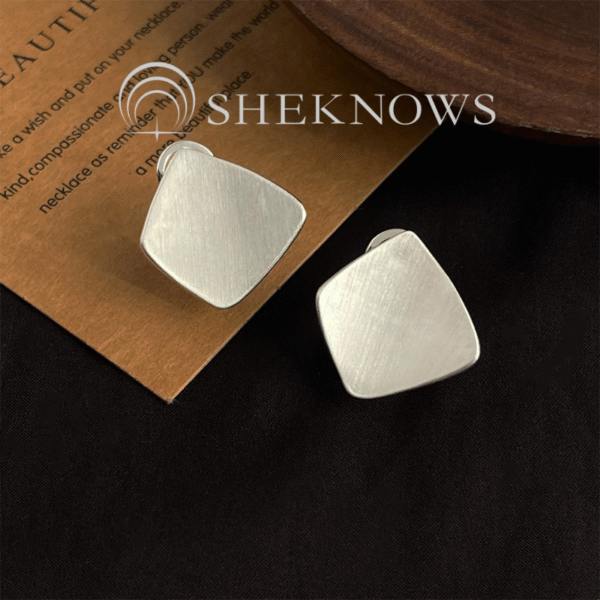 vintage S925 niche oval brushed silver earrings collection - Image 6