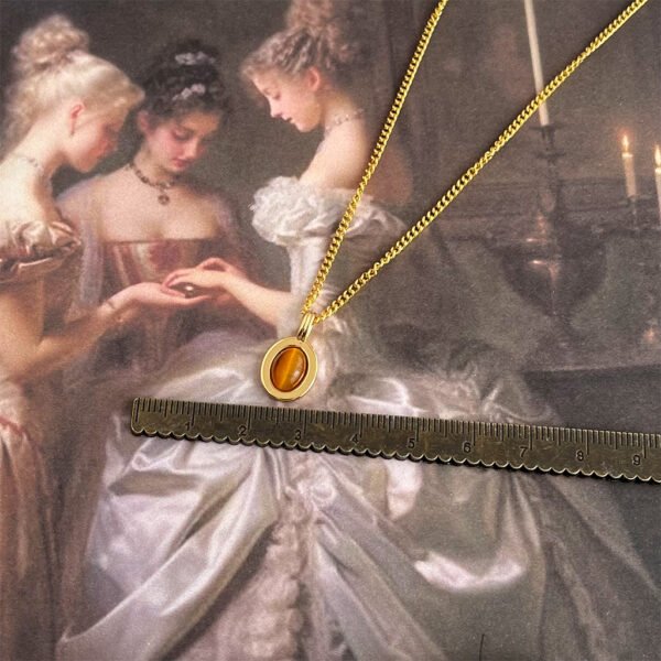 14K Vintage Tiger Eye French Necklace - Image 3