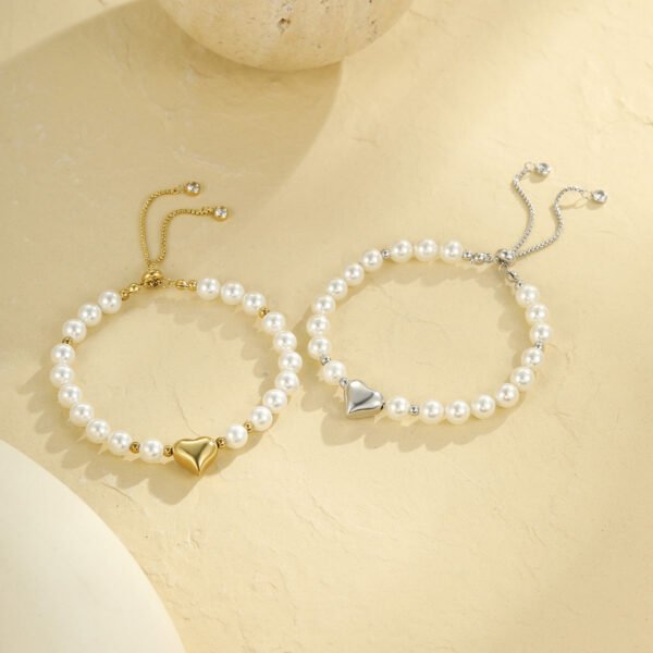 Pearl heart bracelet stacking noble and luxurious style - Image 4