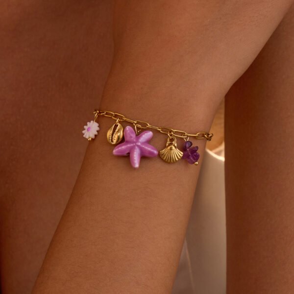 Summer new titanium steel starfish conch shell bracelet - Image 3