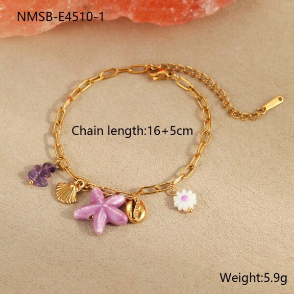 Summer new titanium steel starfish conch shell bracelet - Image 2