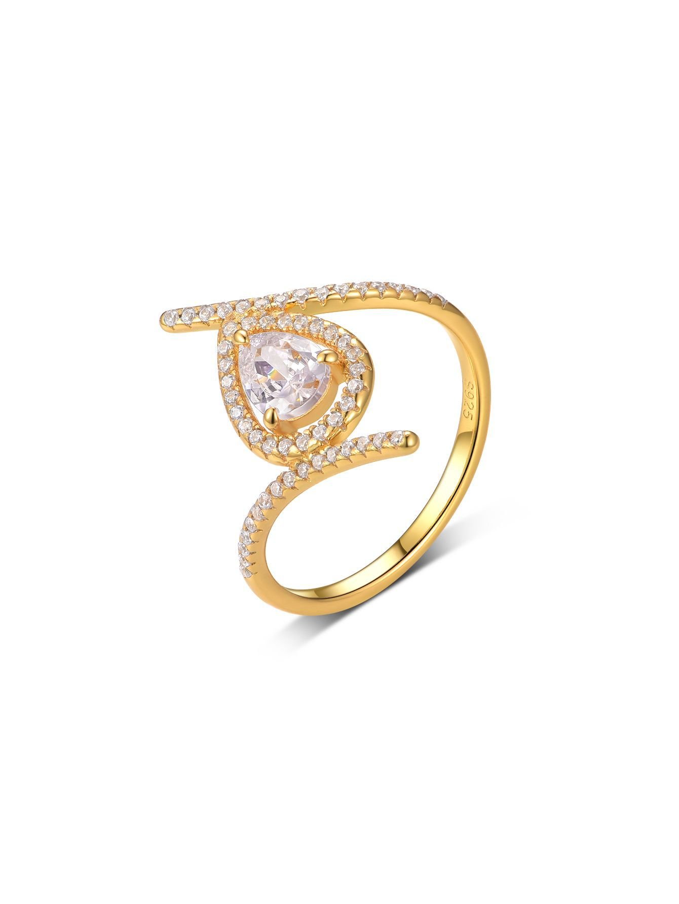 18K Gold Moissanite Ring 0.8 carat Women's Drop Shape Diamond Ring - Image 2