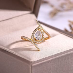 18K Gold Moissanite Ring 0.8 carat Women's Drop Shape Diamond Ring