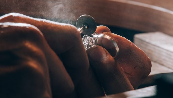 Peeling useless parts of a jewelry. High quality photo